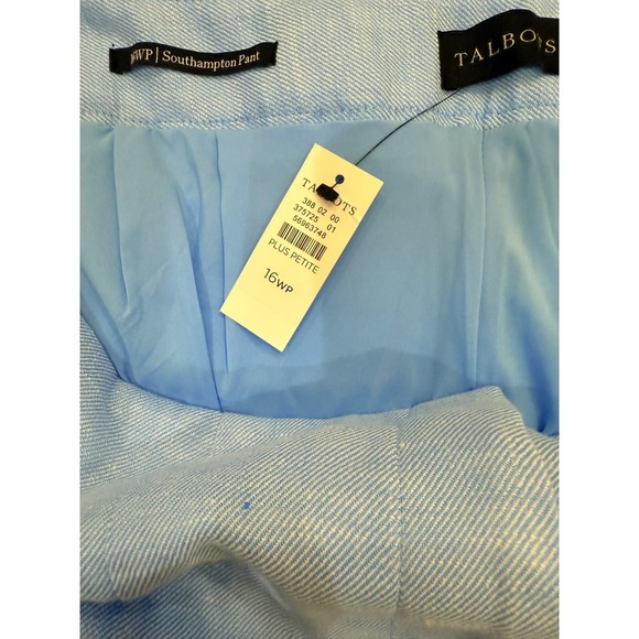 NWT Talbots Size 16W Petite Southampton Straight Leg Light Blue Linen Pants New - Picture 5 of 6